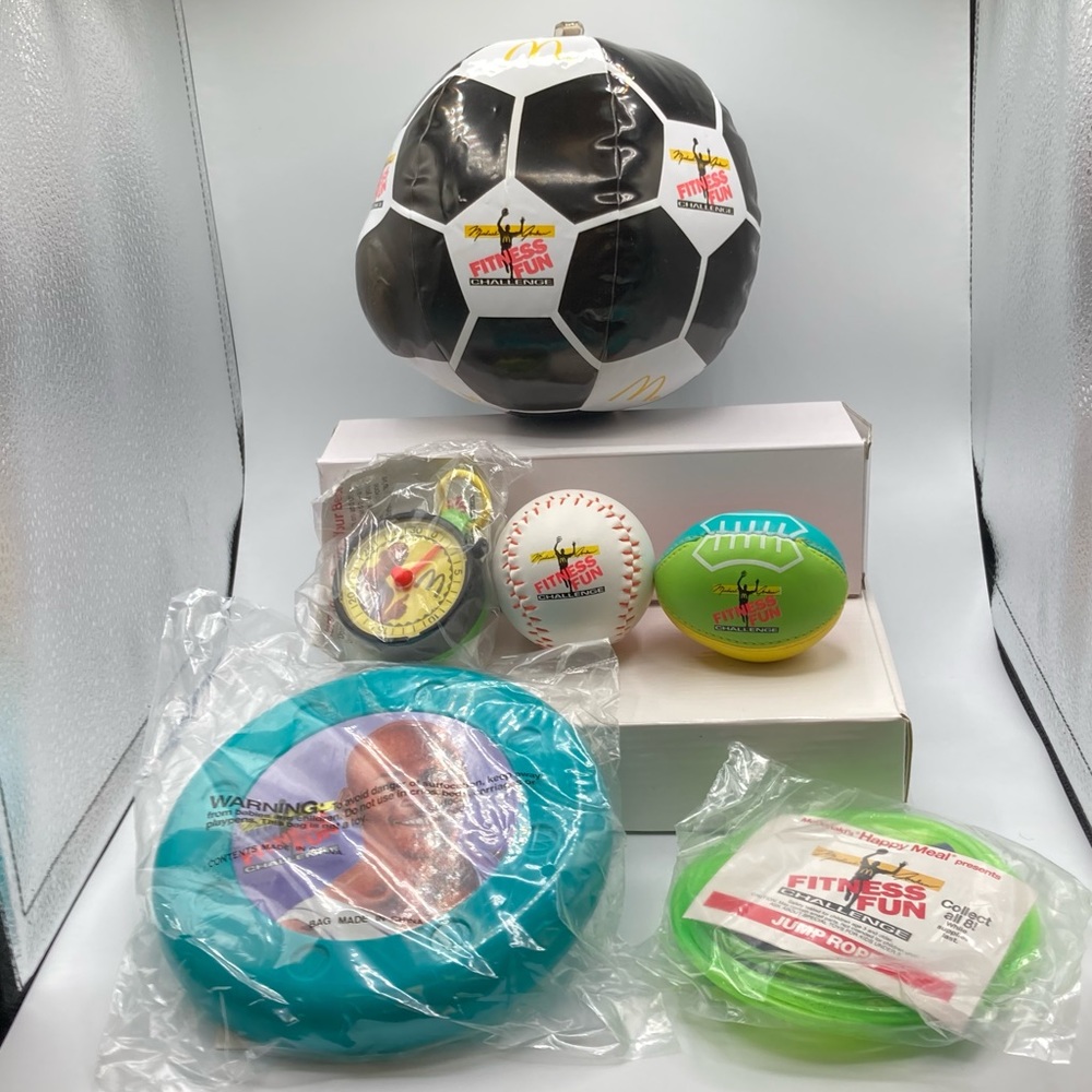 McDonald’s 1991 Michael Jordan’s Fitness Fun Challenge, Happy Meal Toys, 6 toys